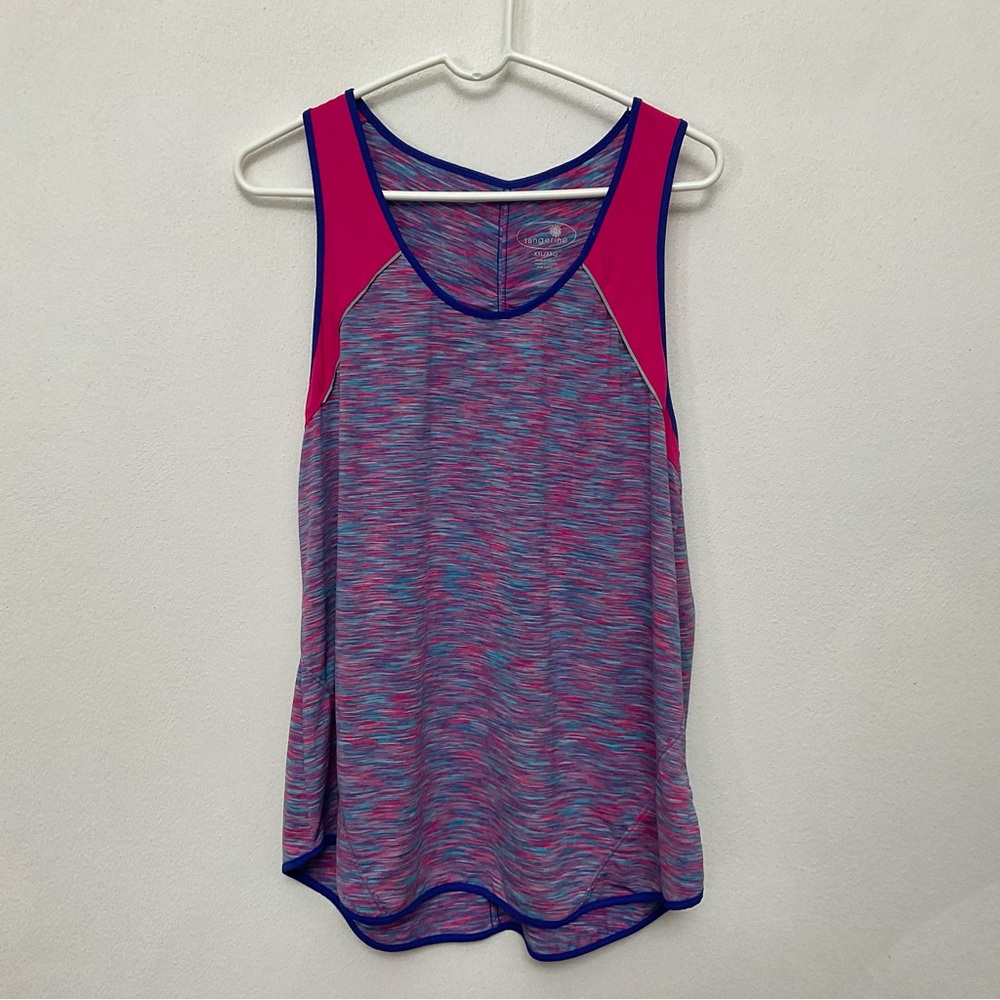 Tangerine Pink, Blue, Teal Workout Tank Top Size XXL Gym Athletic Light Girly